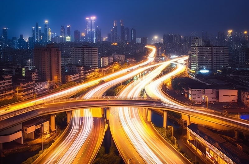 城市市区高架桥交通夜景,高清,摄影图,摄影图片,图片大全,摄影图免费下载